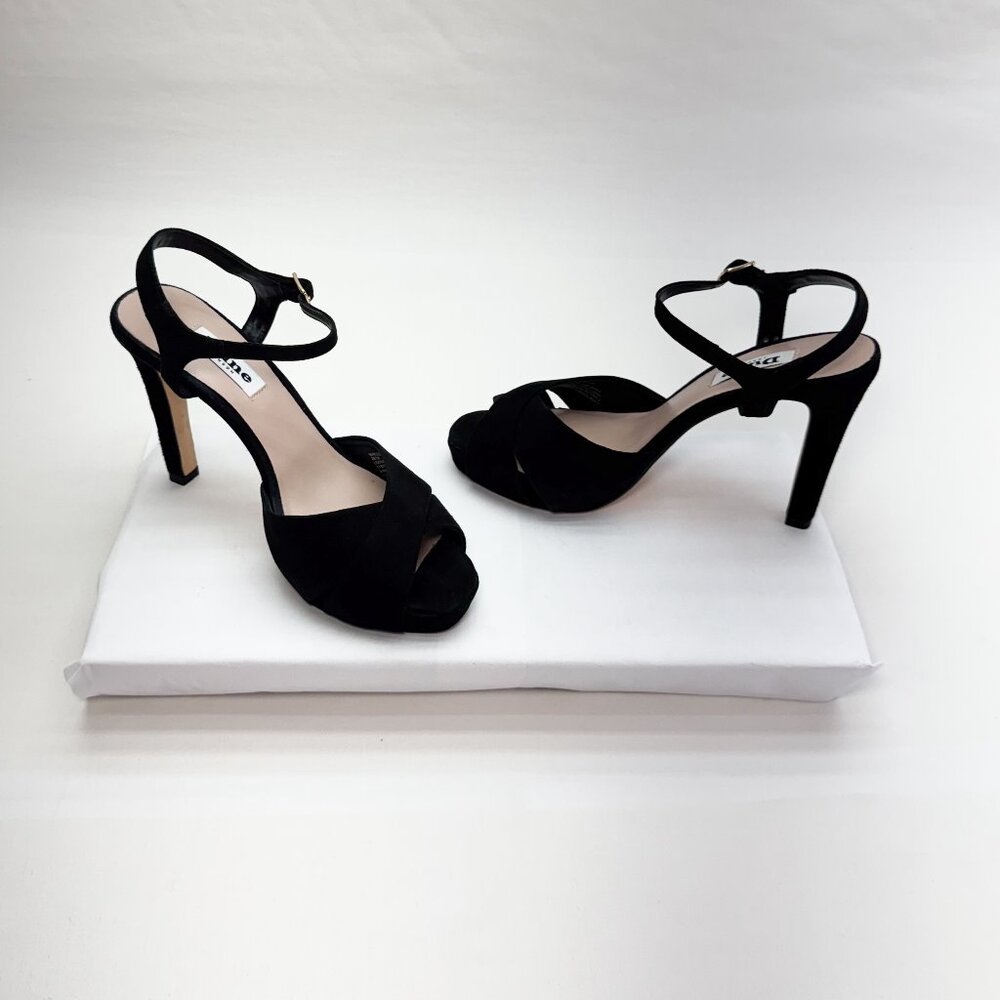 Designer Womens Shoes Black DUNE LONDON MARLEEN Suede Strappy Evening Heels